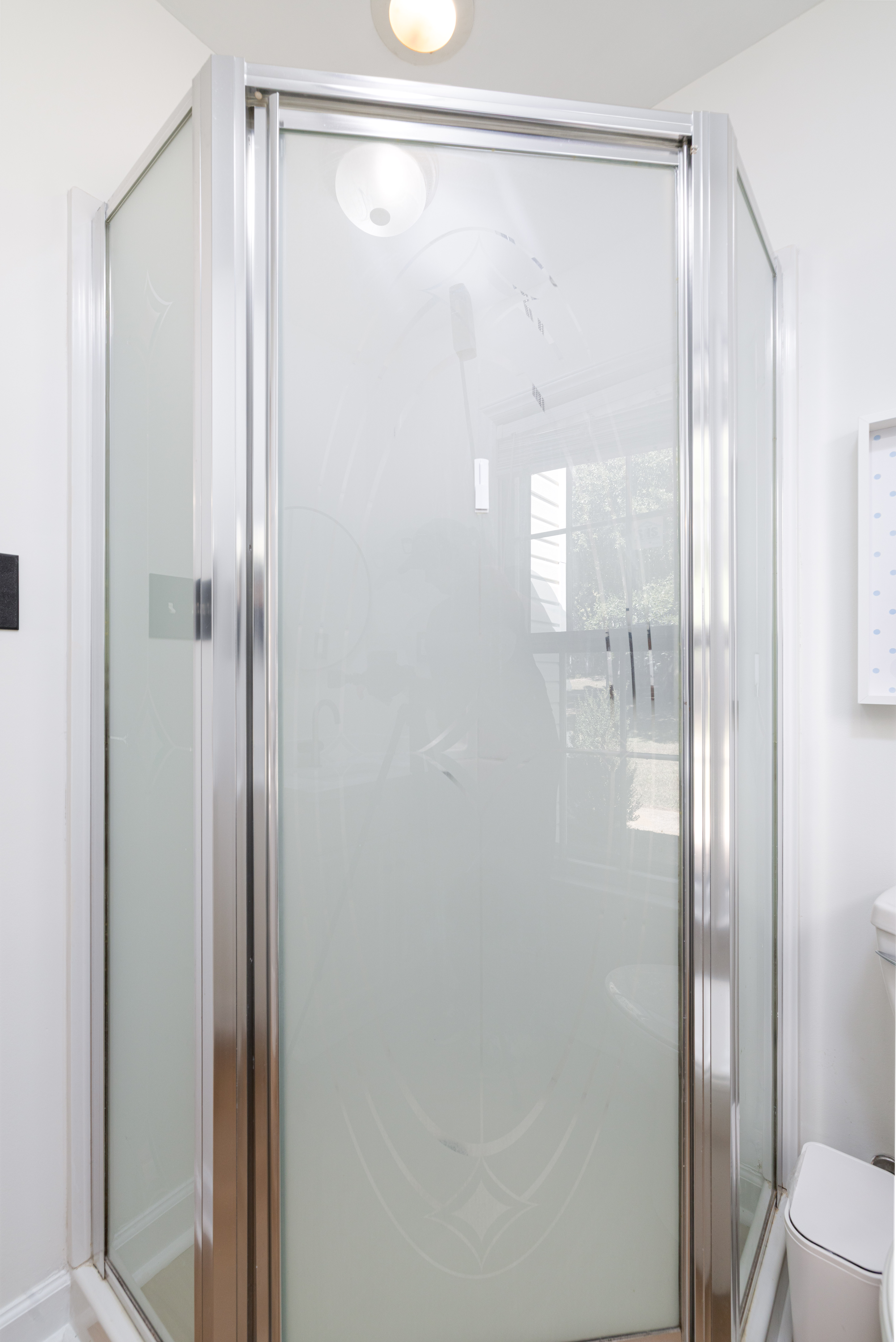 Walk-in shower in the downstairs full bath