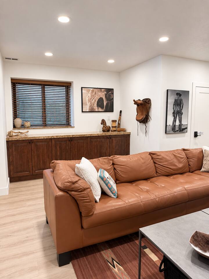 Lower Level Seating Area with 75" Roku Smart TV