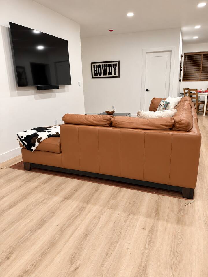 Lower Level Seating Area with 75" Roku Smart TV