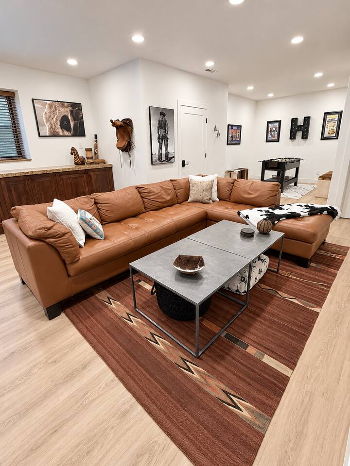 Lower Level Seating Area with 75" Roku Smart TV