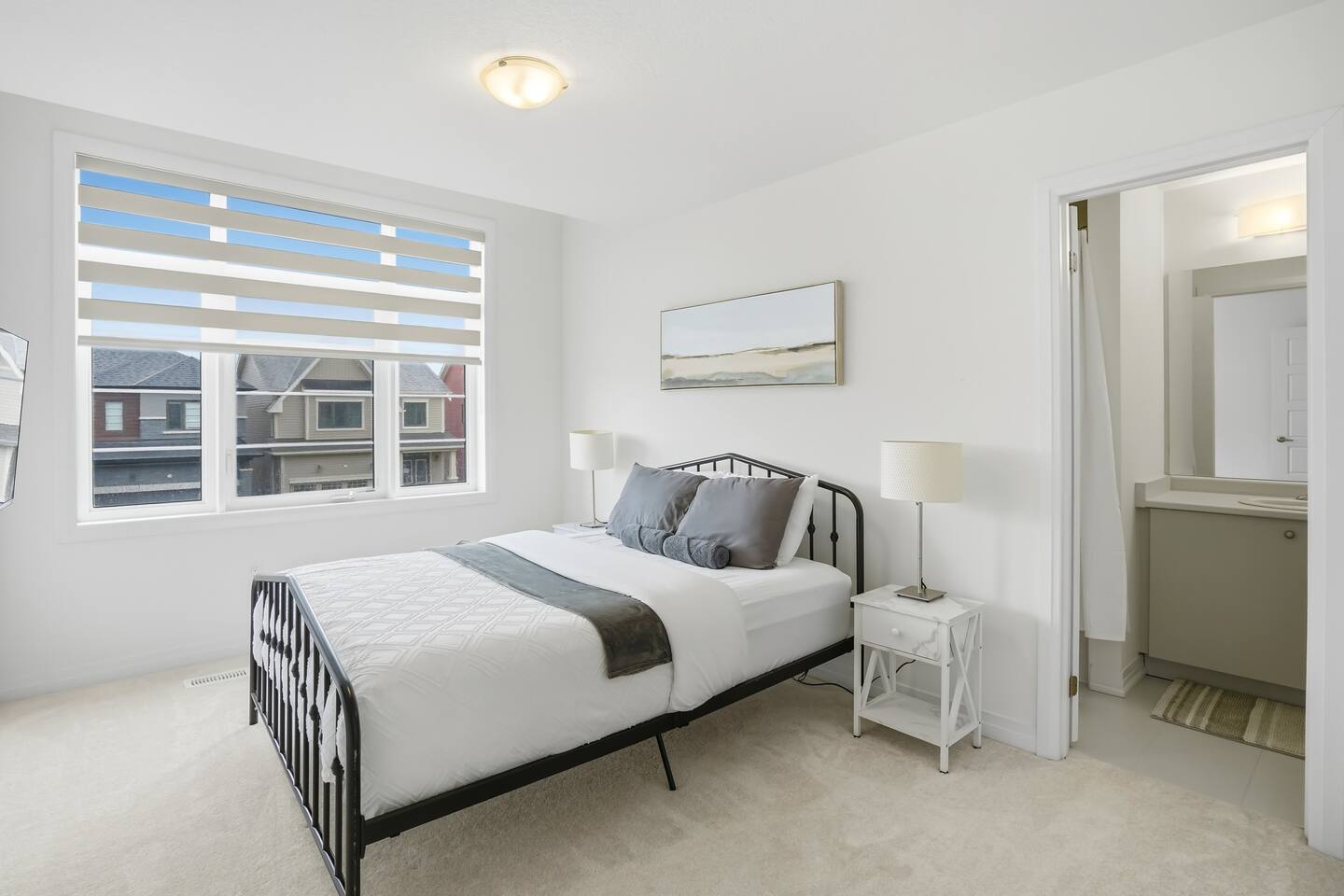 Queen size bed with 32" LED TV