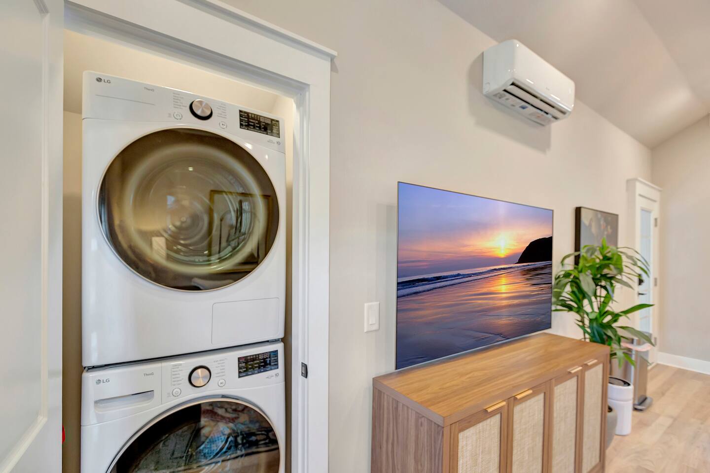 New washer and dryer for guest use.