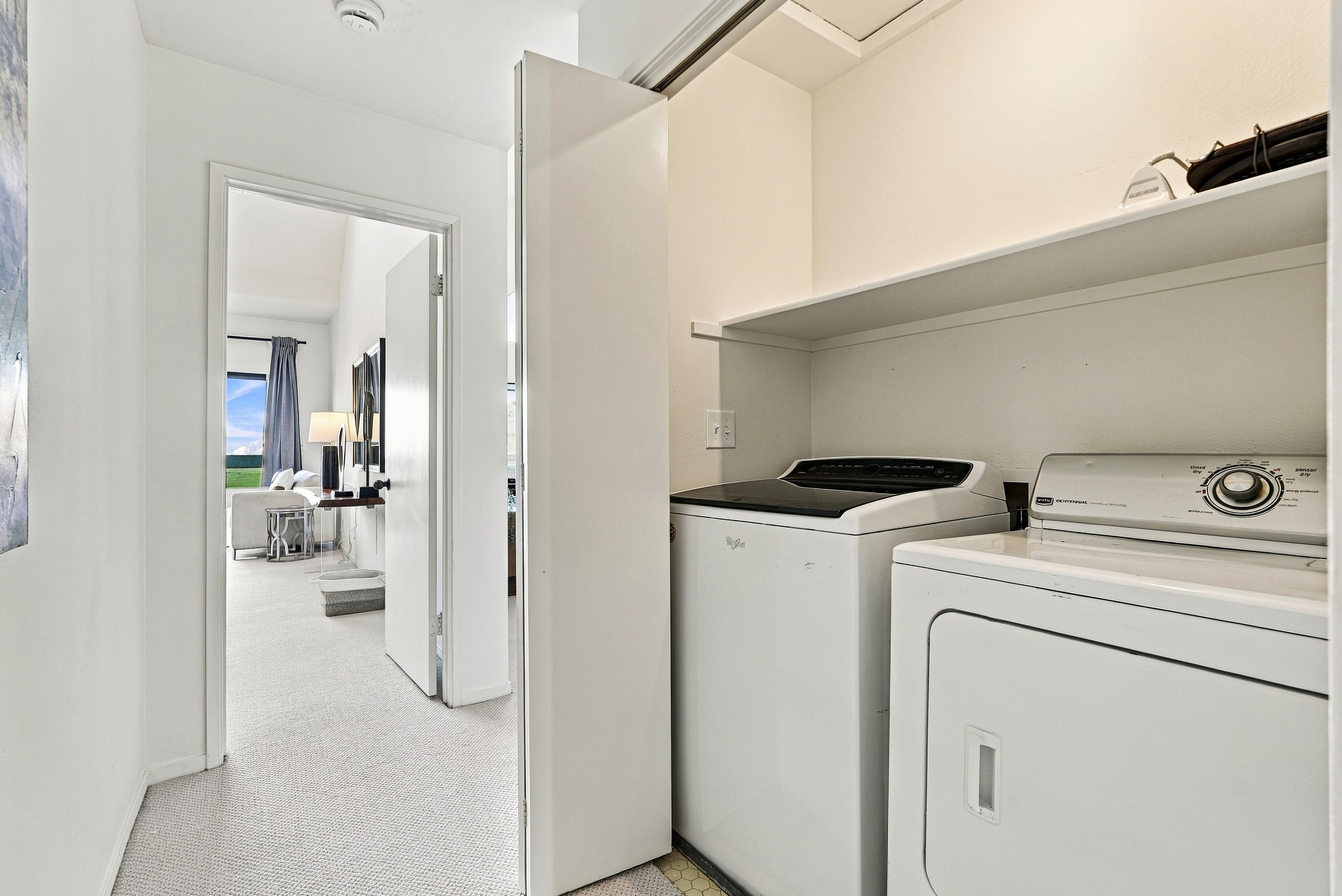 Convenient in-unit washer and dryer for easy, stress-free stays