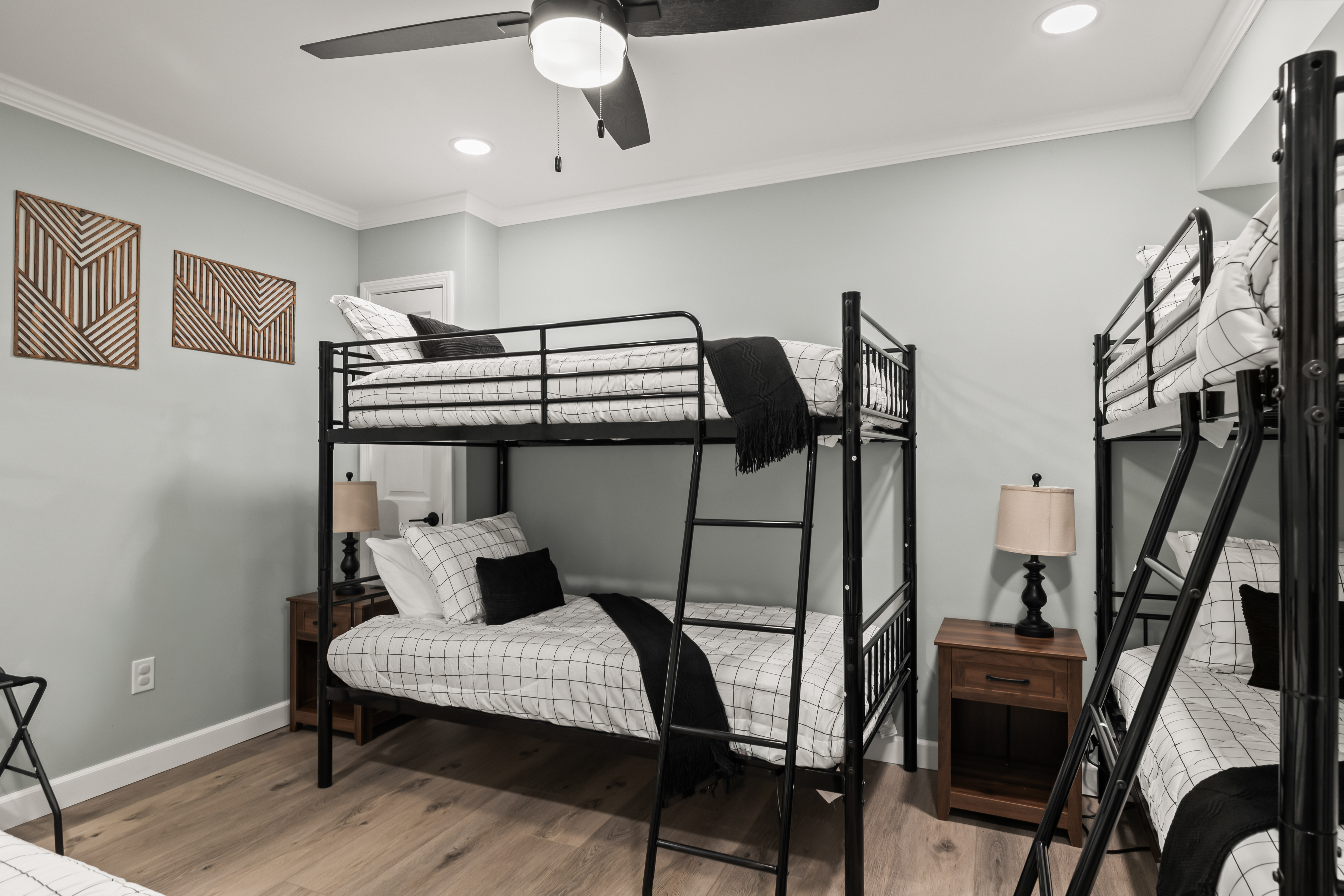 Modern bunk room with stylish finishes, sleeps multiple guests comfortably