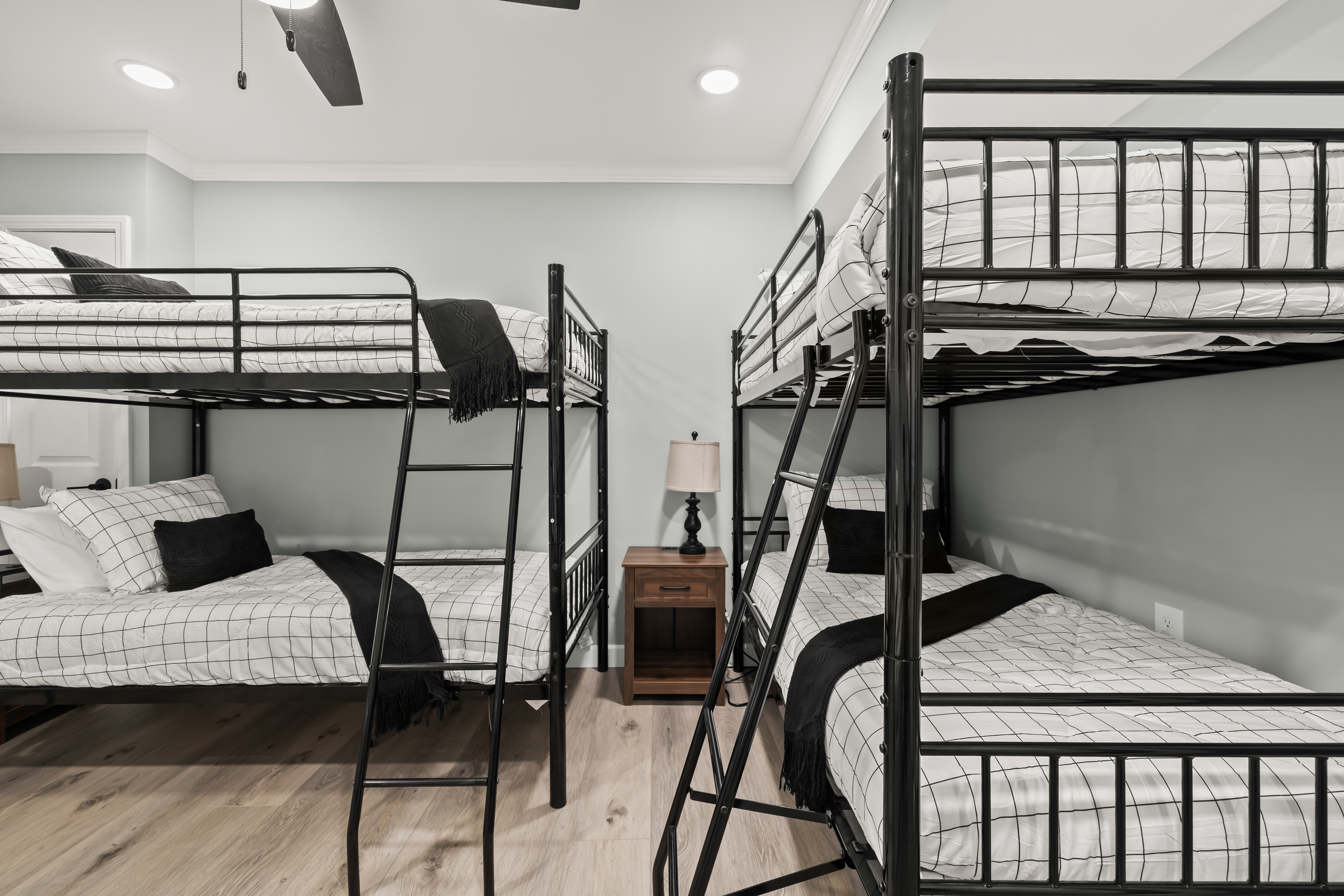 Modern bunk room with sleeping for 8 and stylish, guest-ready comfort