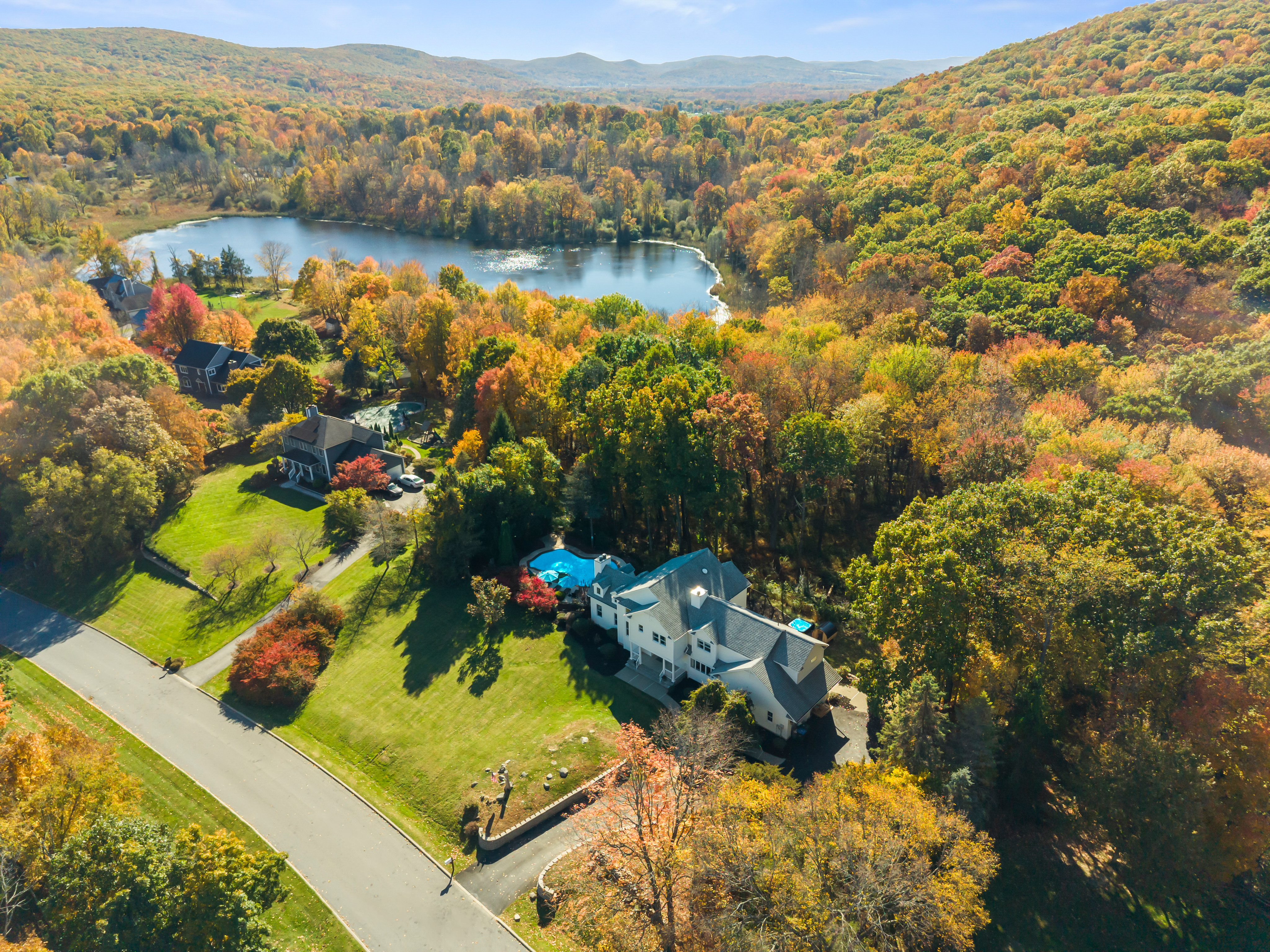 Private estate with lake access, mountain views, and stunning fall colors