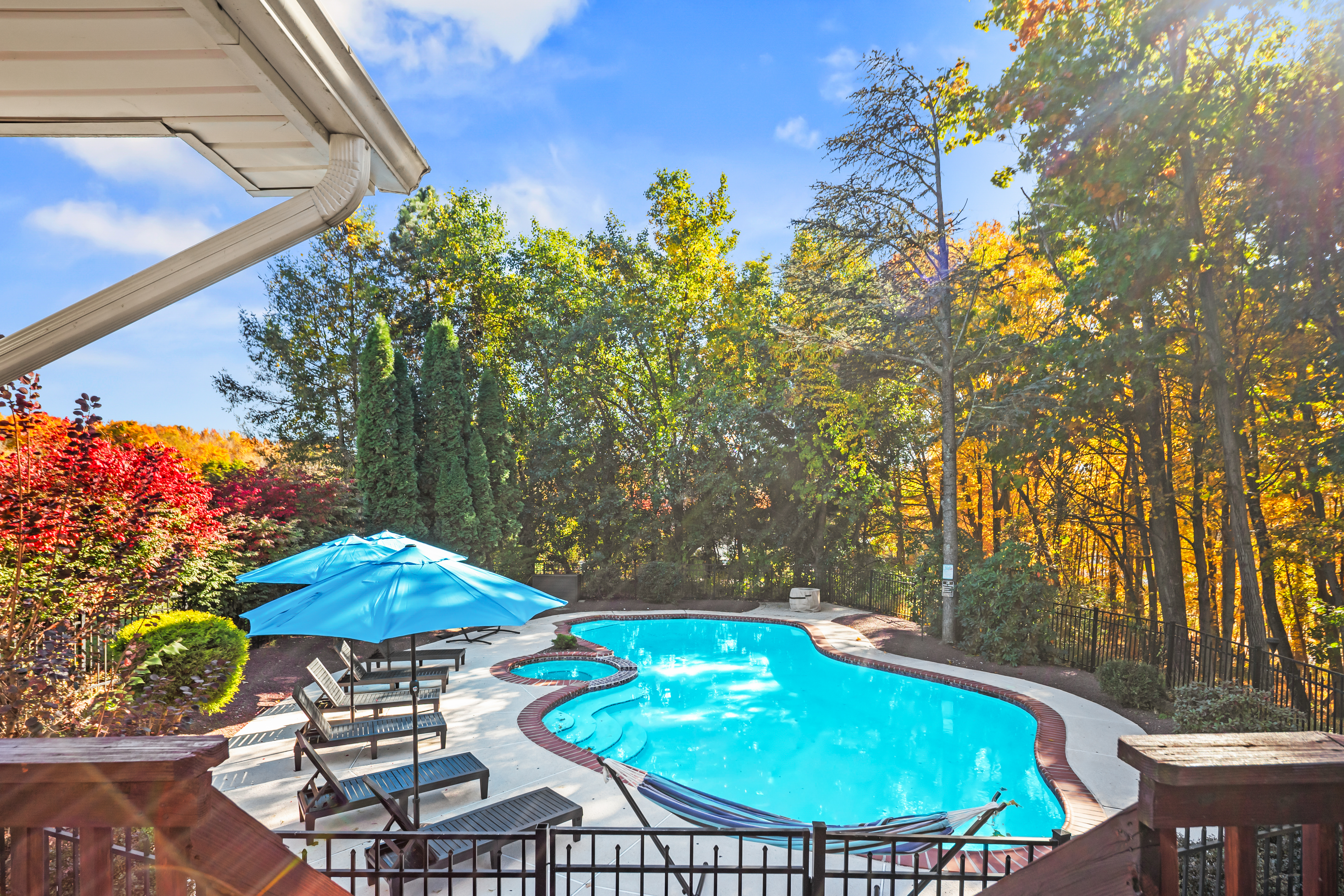 Private pool and spa retreat surrounded by peaceful wooded views