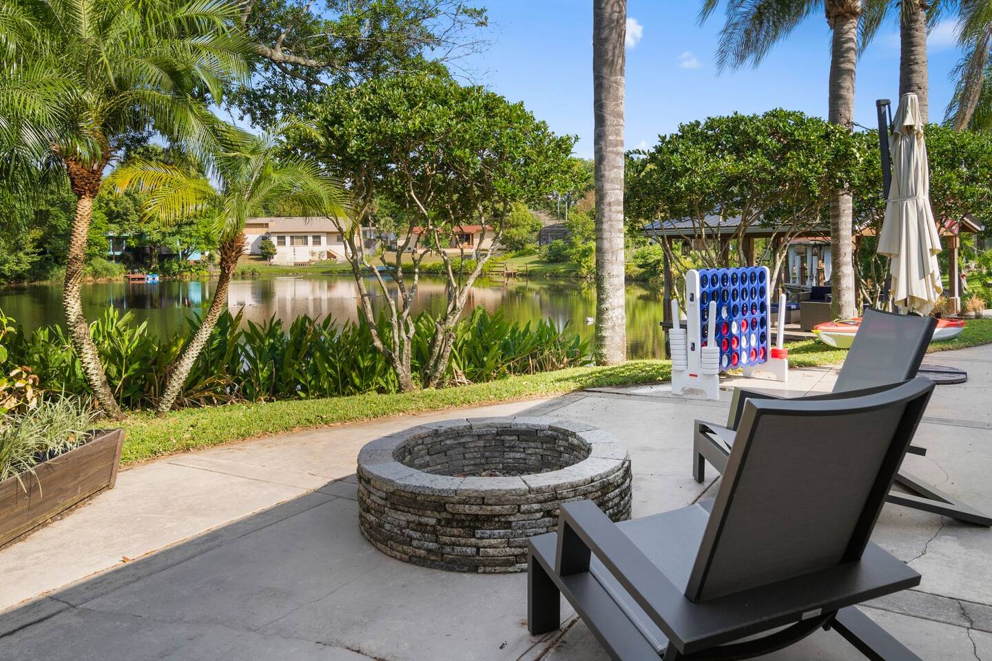 Outdoor living with games and Fire Pit