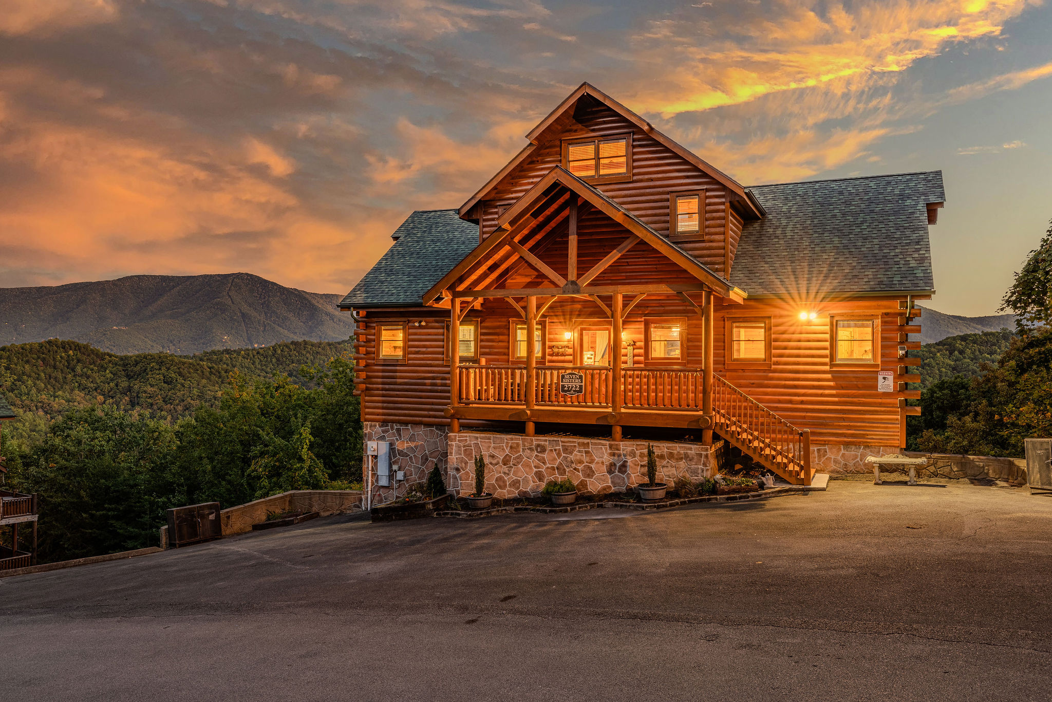 Rustic mountain cabin with sunset views and a welcoming porch