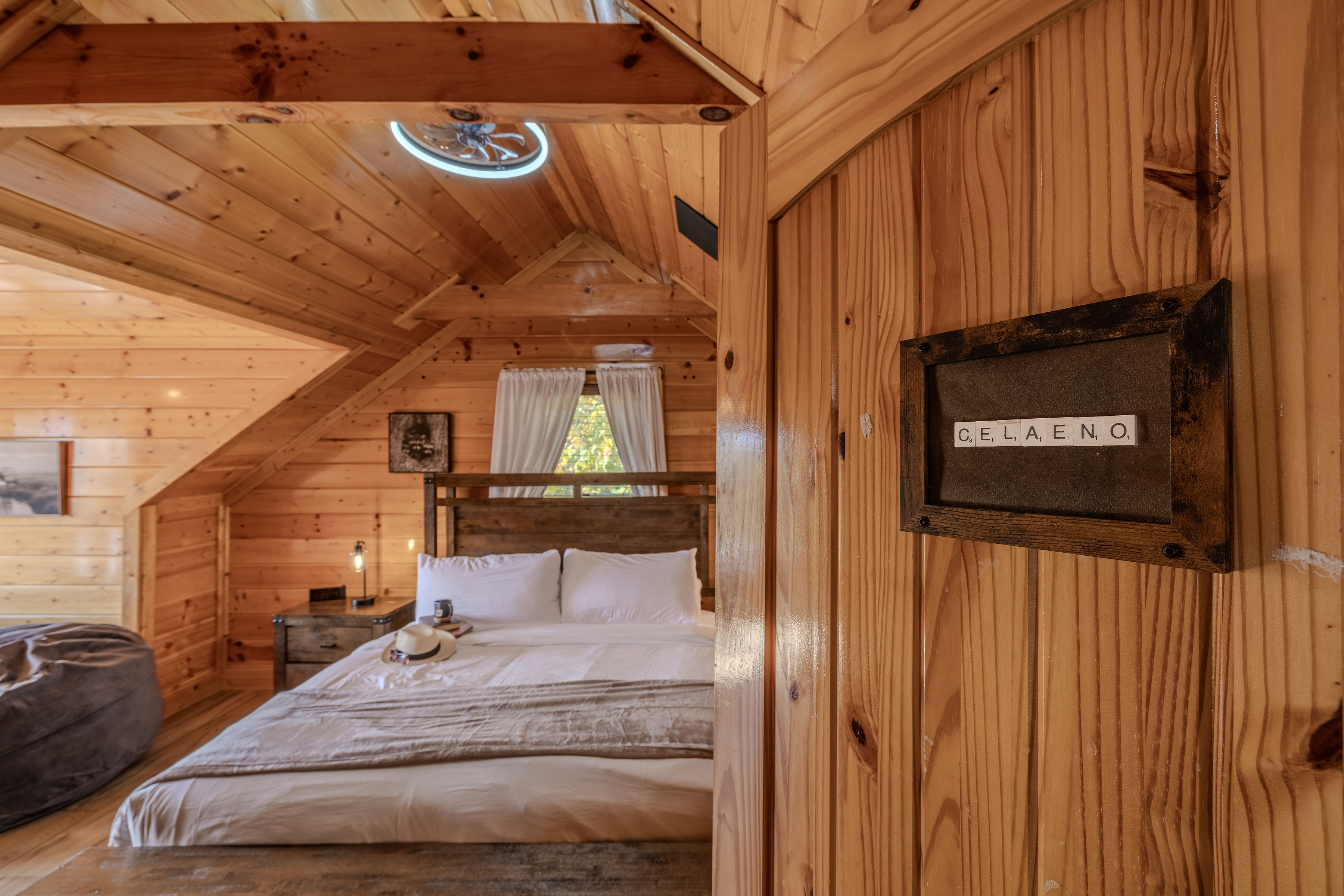 CELAENO Cozy loft bedroom with rustic charm and inviting cabin ambiance, top floor right side