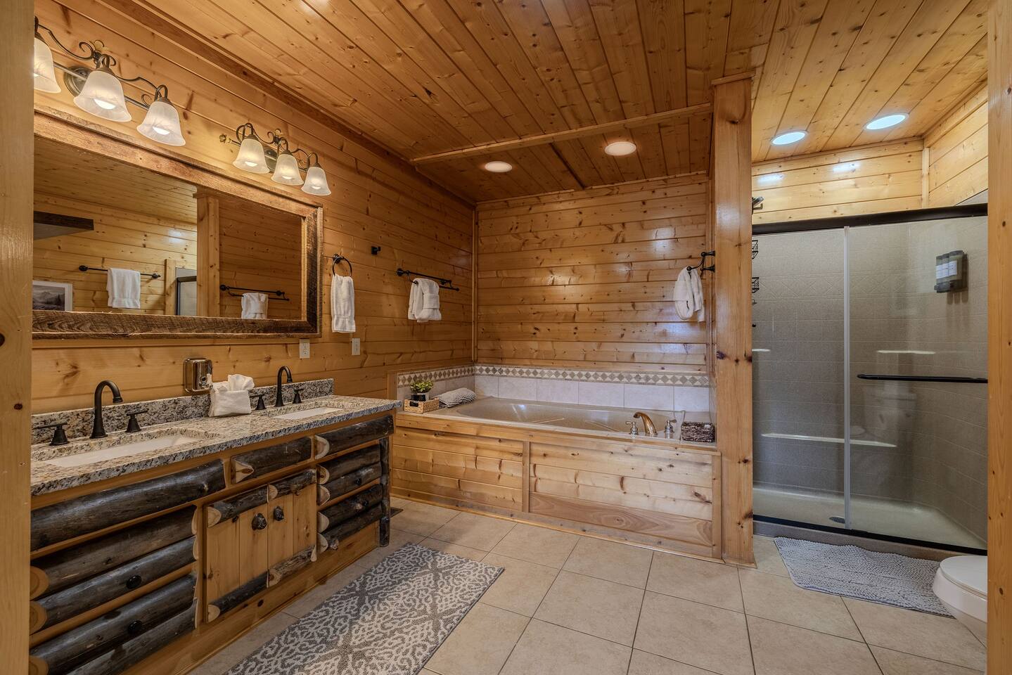 ALCYONE  Ensuite Bath, Garden Tub and Shower, double vanity, granite tops