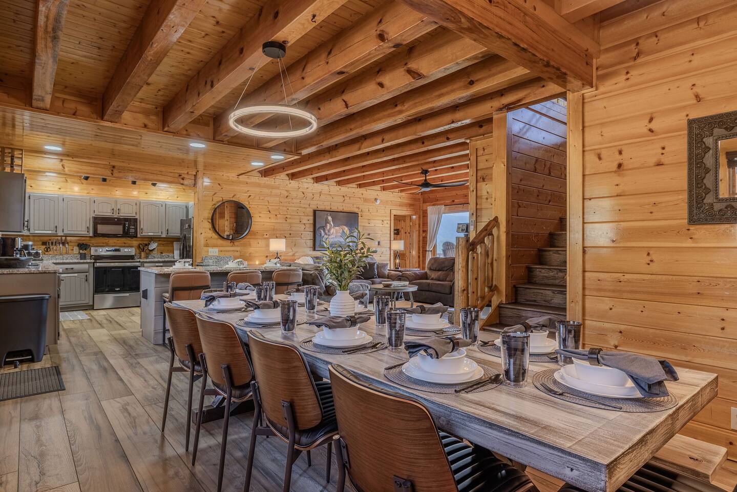 Dining Room, 10 Foot Farm table easily seats 12