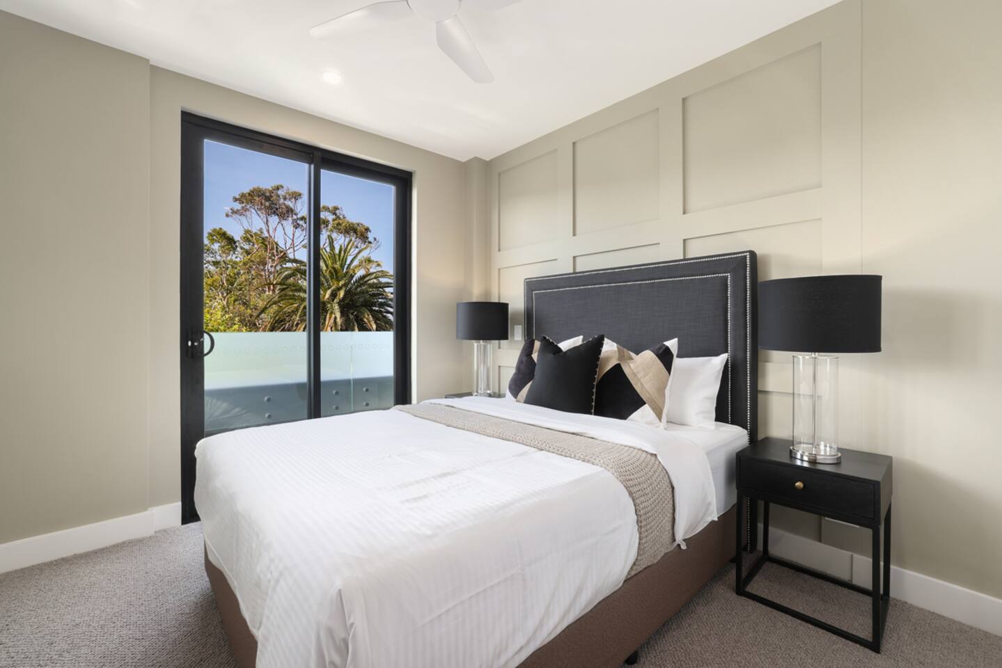 The main bedroom has a balcony