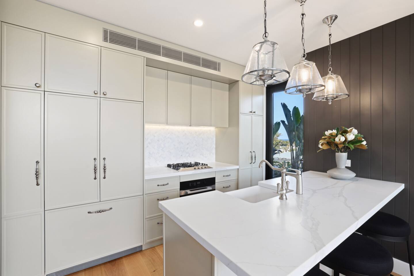 Great kitchen with designer appliances fridge and icemaker