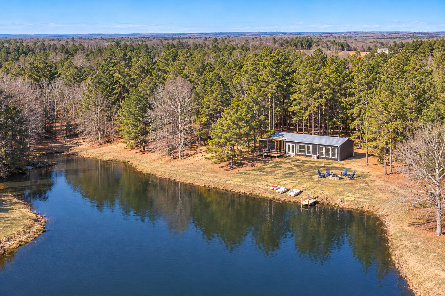 Private lakefront cabin with peaceful views and a spacious wooded setting