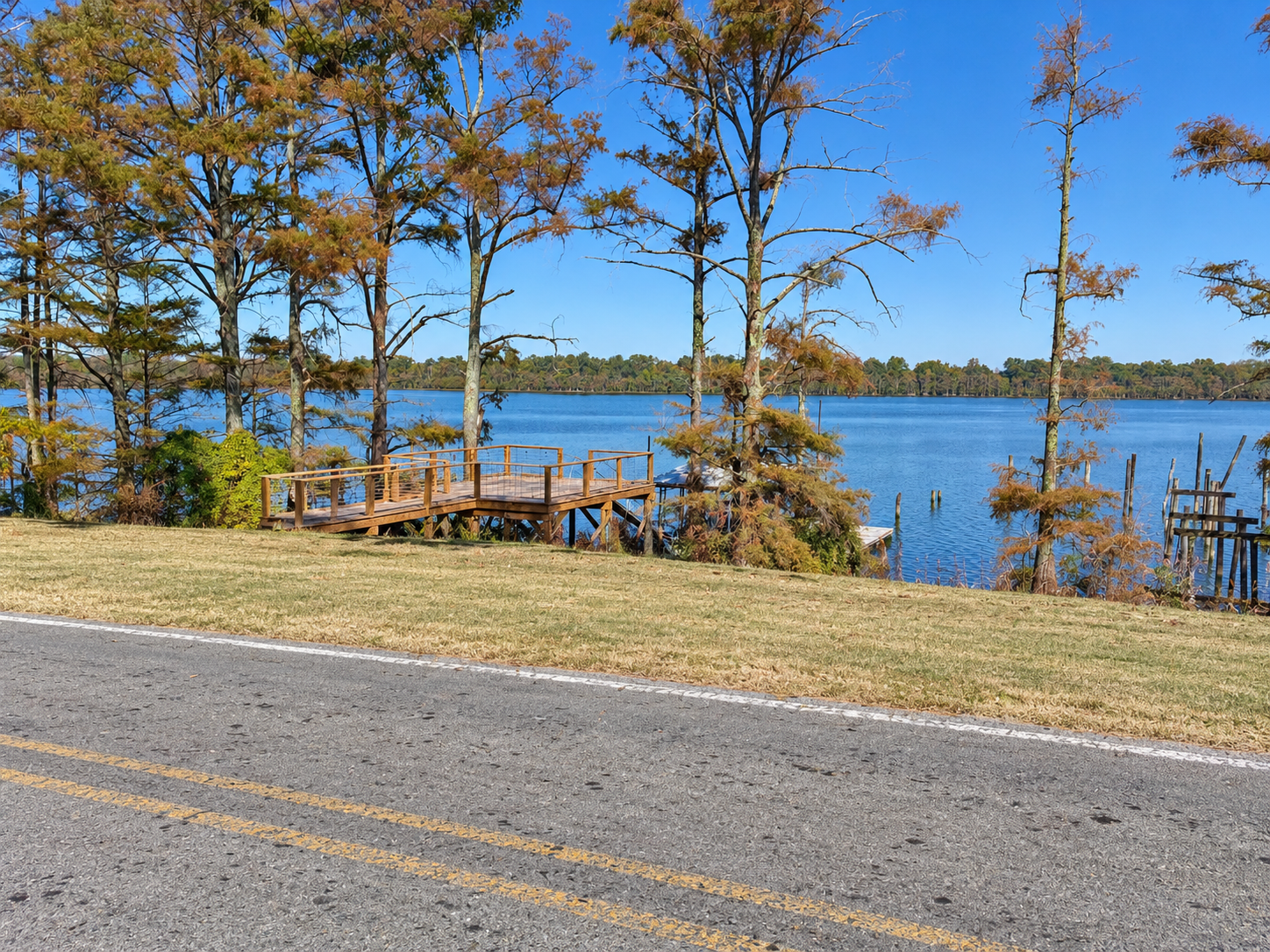 Peaceful waterfront views with a private deck by the shore