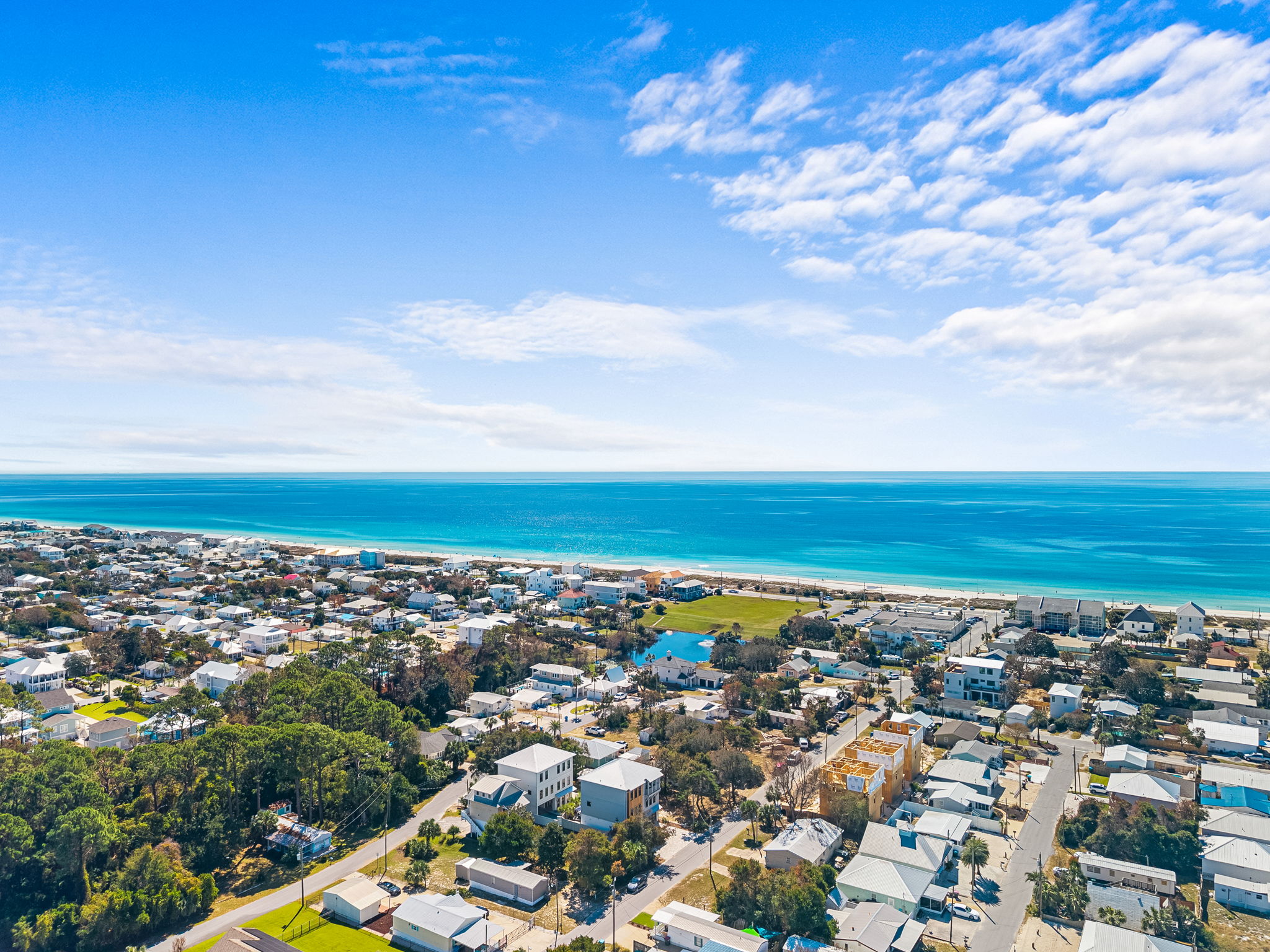 Aerial coastal views with turquoise water and easy beach access