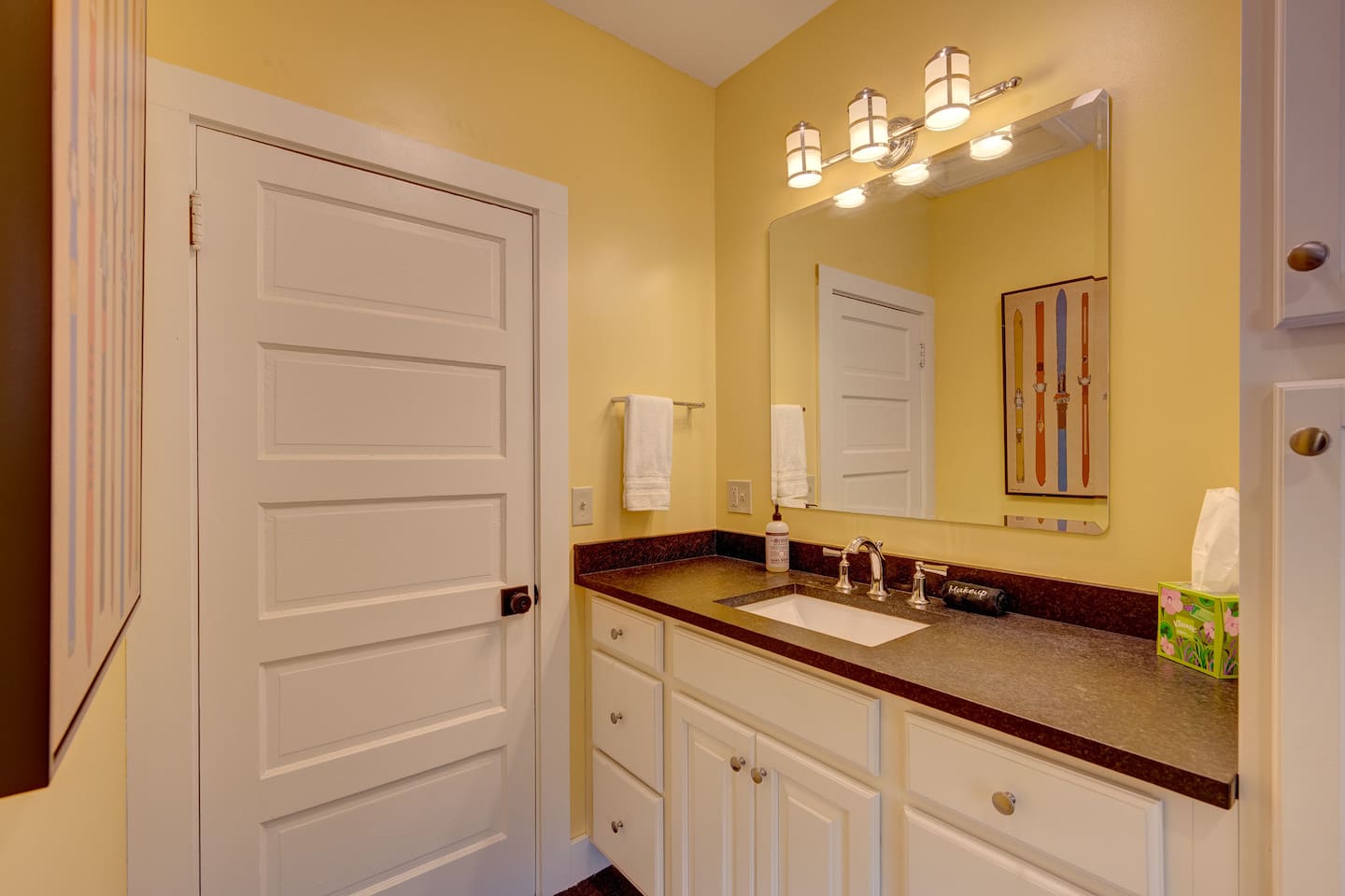 Upstairs bath vanity with lighting