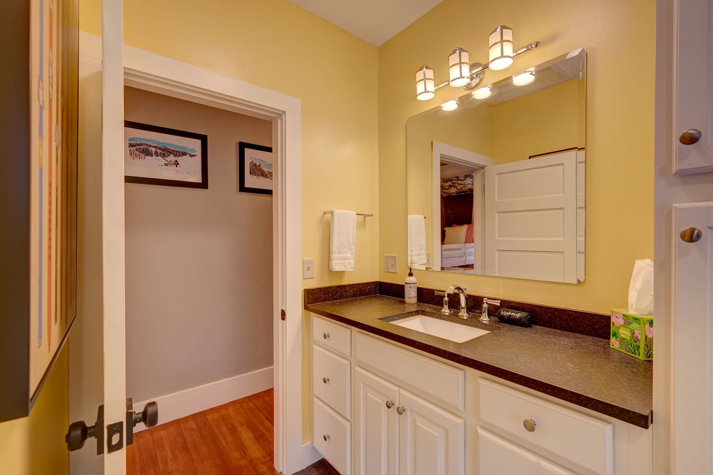 Freshen up in your well-appointed bathroom, stocked with plush towels, makeup towel, shampoo, conditioner, body wash, and hand soap. Enjoy thoughtful amenities and hotel-inspired comforts during your stay at The Hillfort Escape in North Conway.
