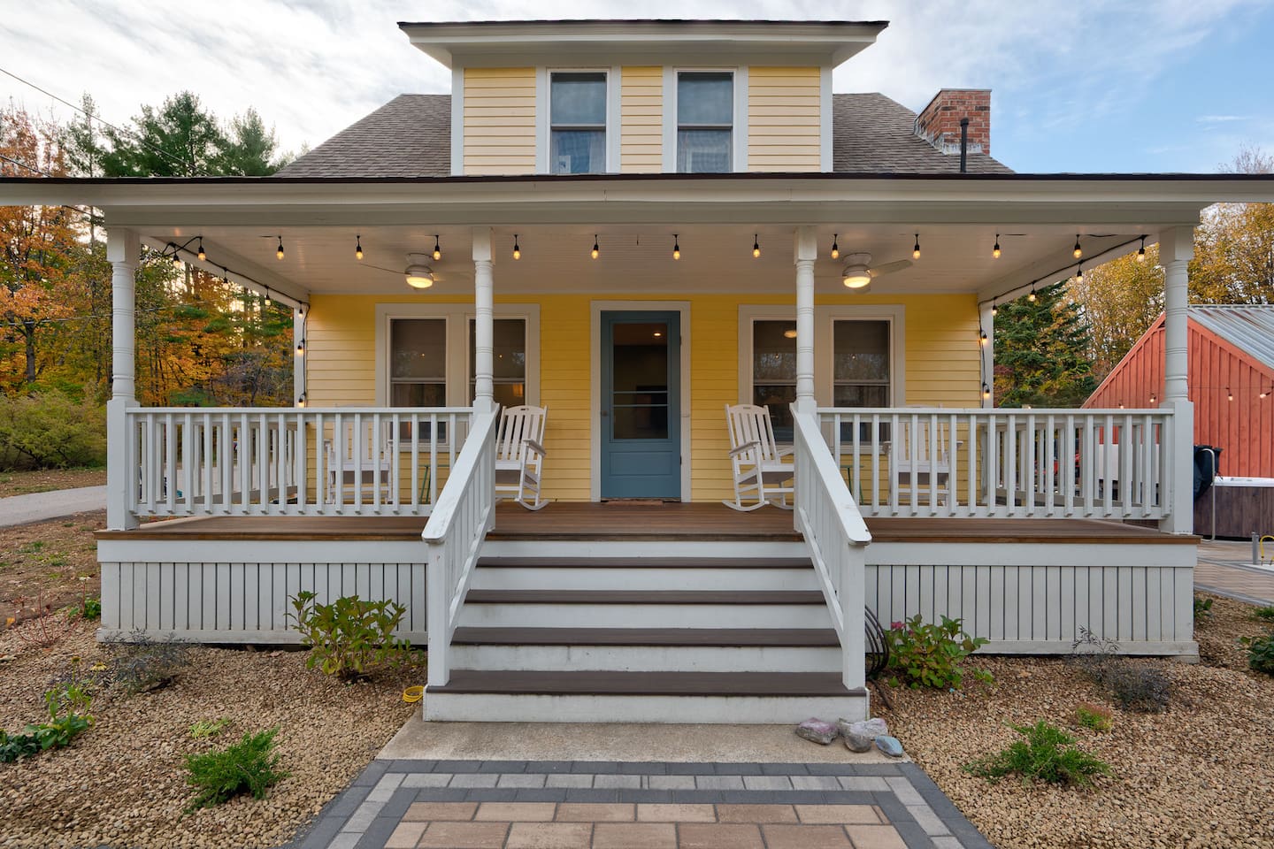 Front of the house and porch steps