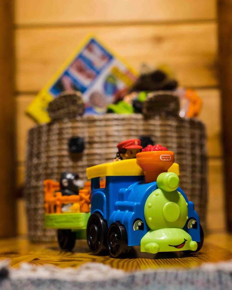 Just a few toys to keep little hands busy.