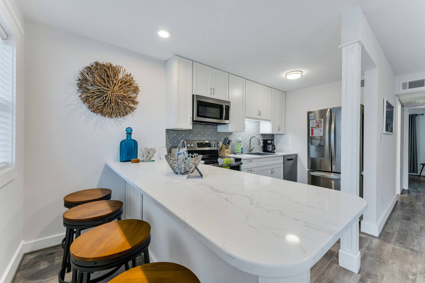 Kitchen island with seating for casual meals or morning coffee