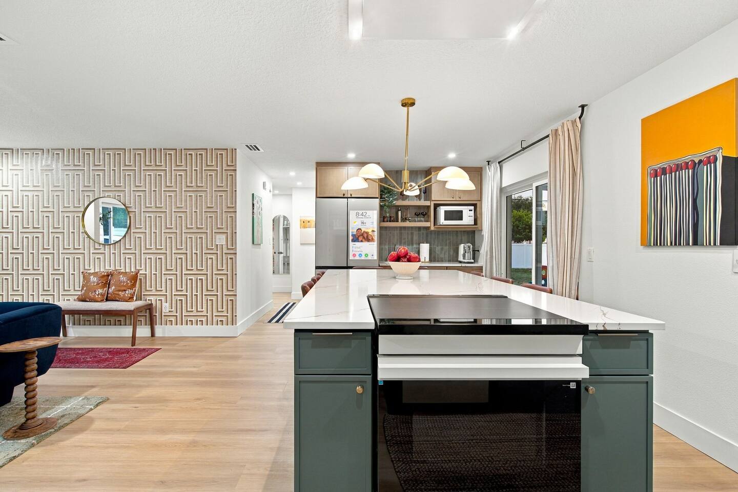 Full Kitchen with Samsung Bespoke Appliances:

Induction cooktop that offers faster cooking, precise temperature control and improved safety with built-in oven and air fryer.

Smart Refrigerator with Family Hub 32"

Dishwasher with StormWash