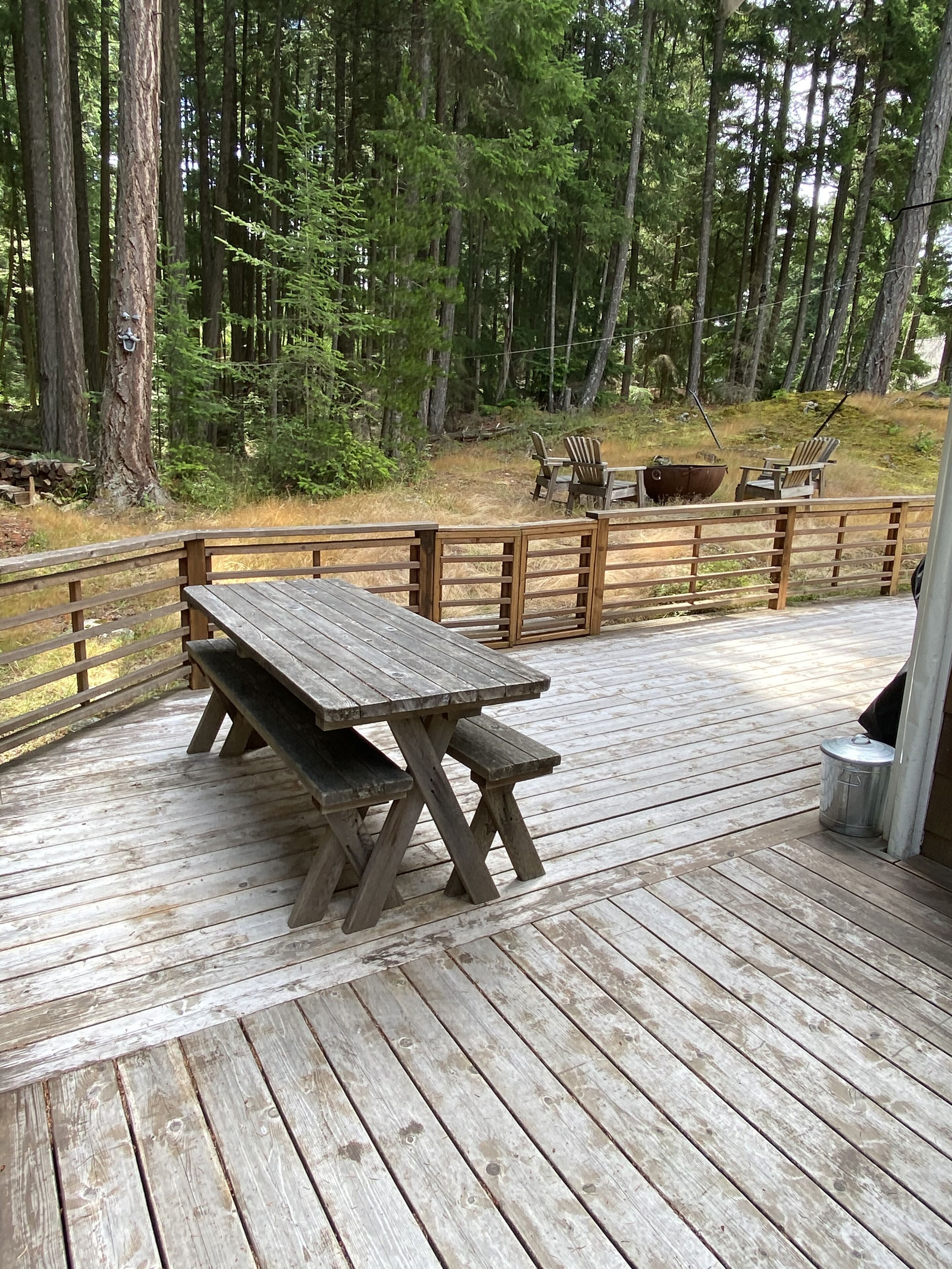 Enjoy dinners outside on the back deck picnic table.
