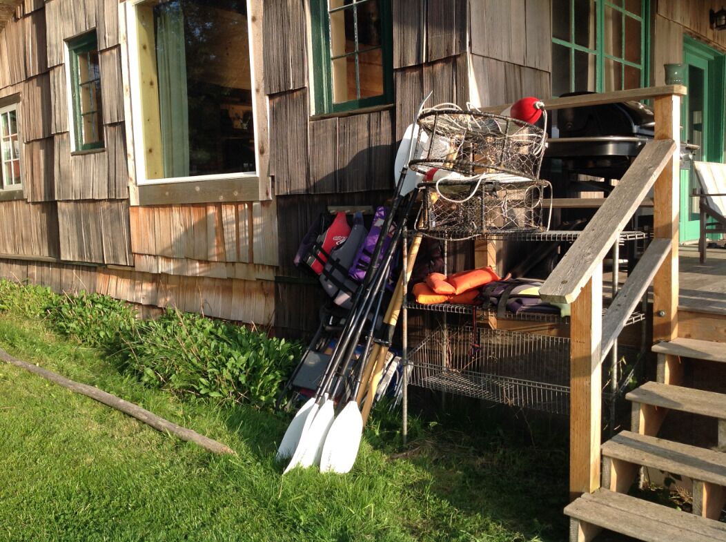 Crab traps, paddles, oars, and life vests