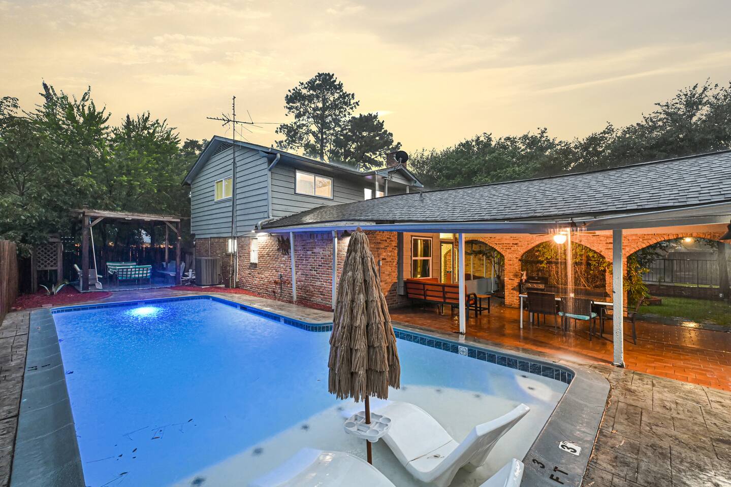 Home for summer with pool, pool table, outdoor kitchen,patio and balcony