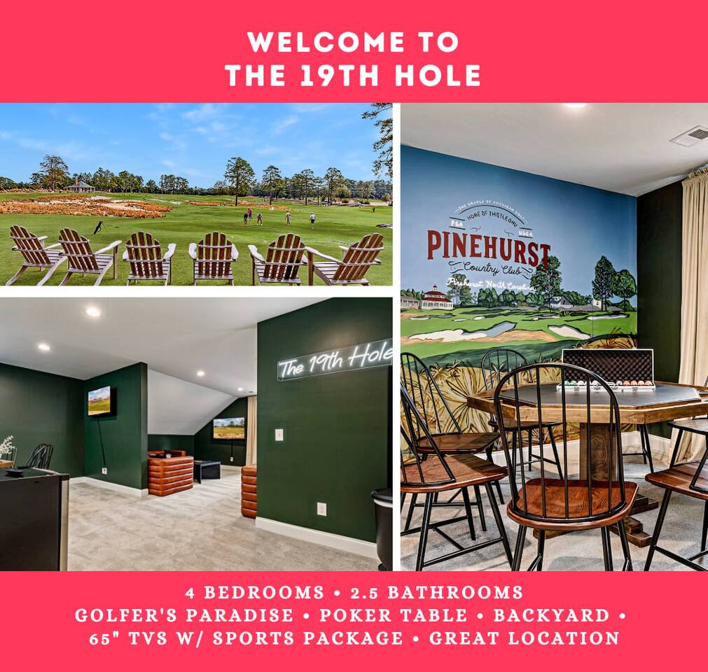 The 19th hole | Sleeps 12 | 3 mins to Pinehurst