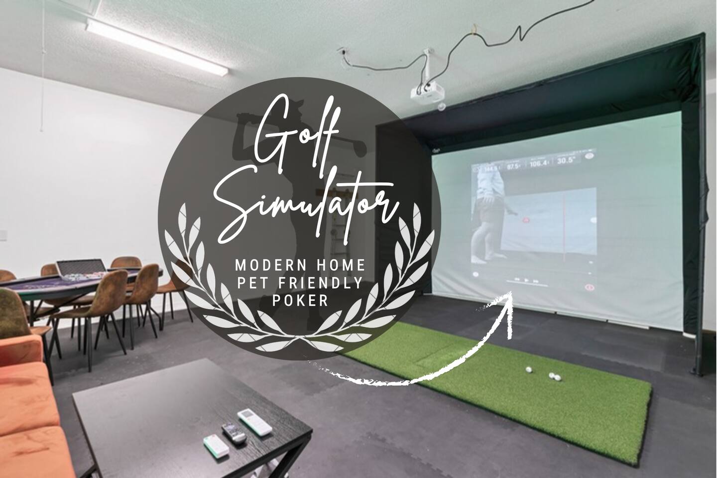 Modern Home | Poker |Golf Simulator | Pet-friendly