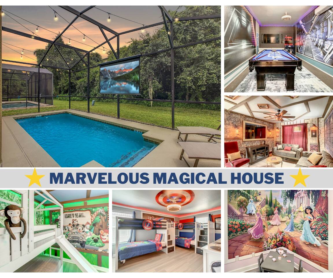 Disney ~5mi * Immersive Rooms * Poolside Movie