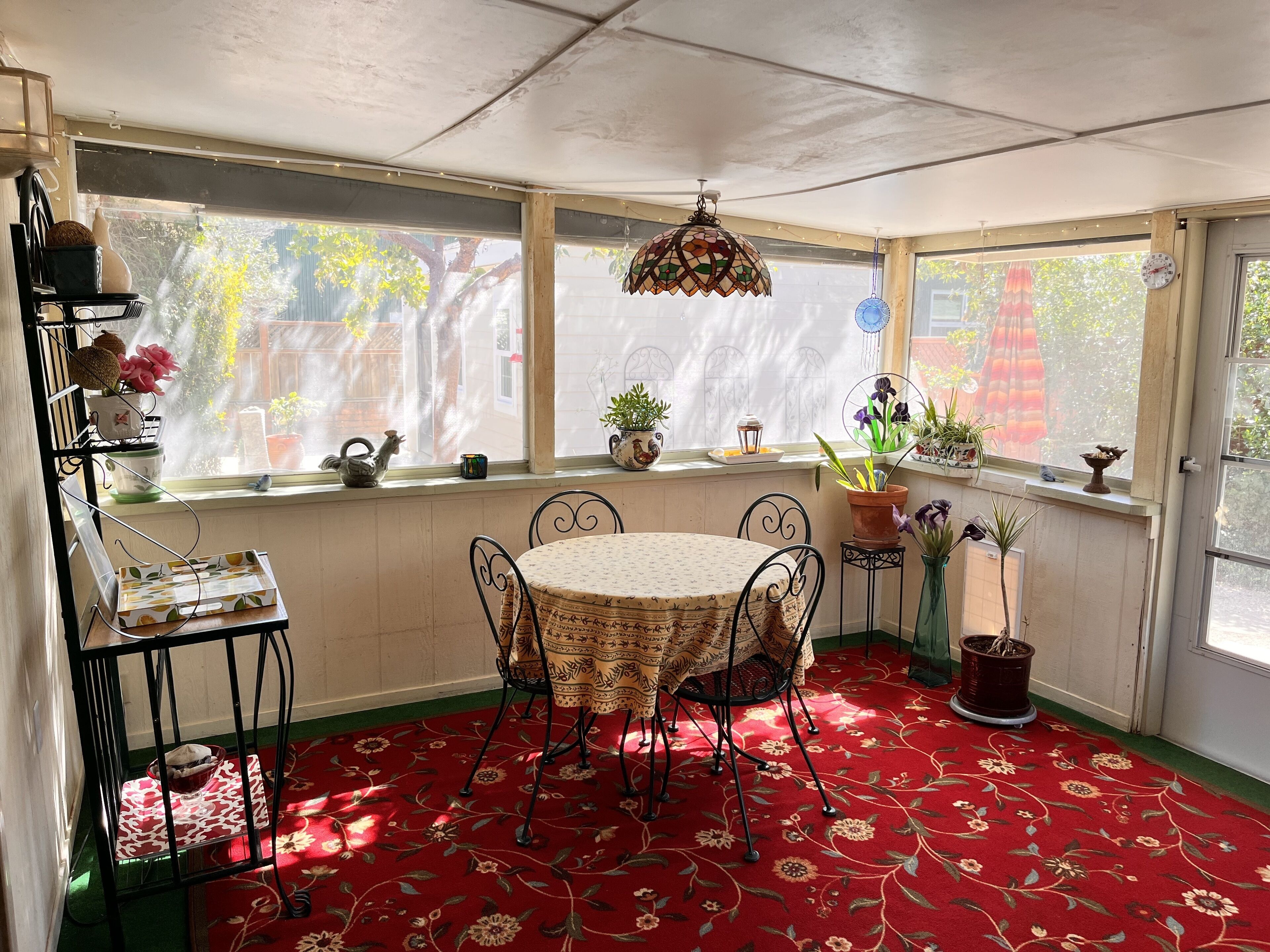 Window AC is located in the sunroom to help keep it cool in summer.