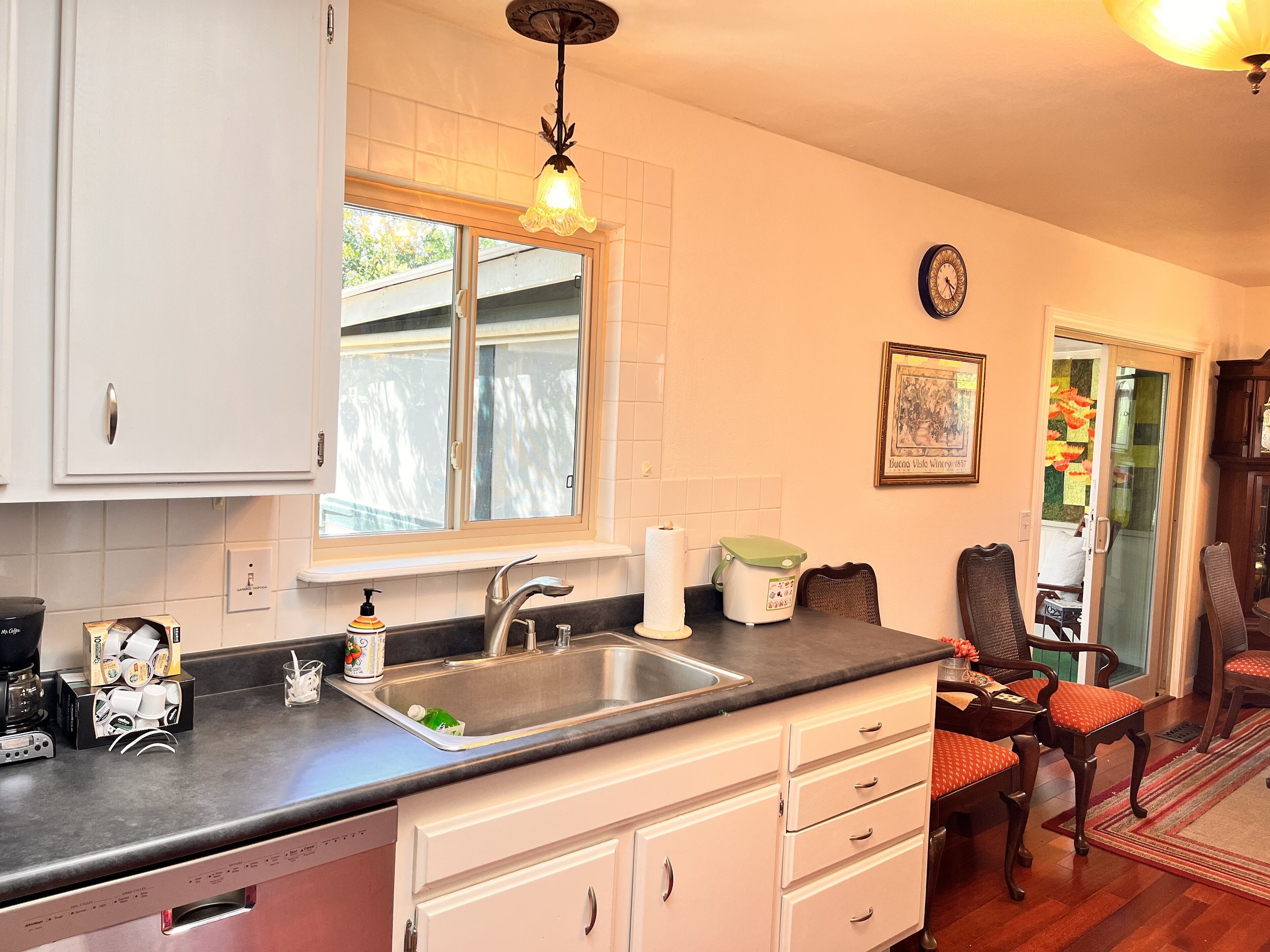 Kitchen window and sink.