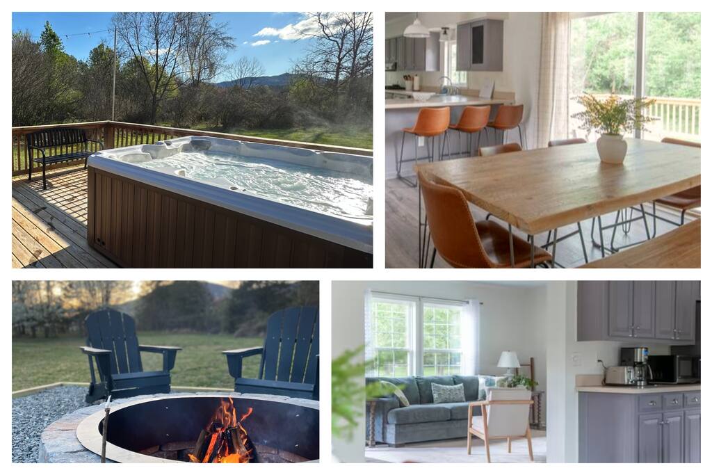 Hot Tub, Firepit, Mtn Views, Walk to Coffee & Park