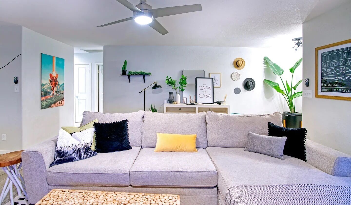 Huge couch for lounging and binging your favorite shows.