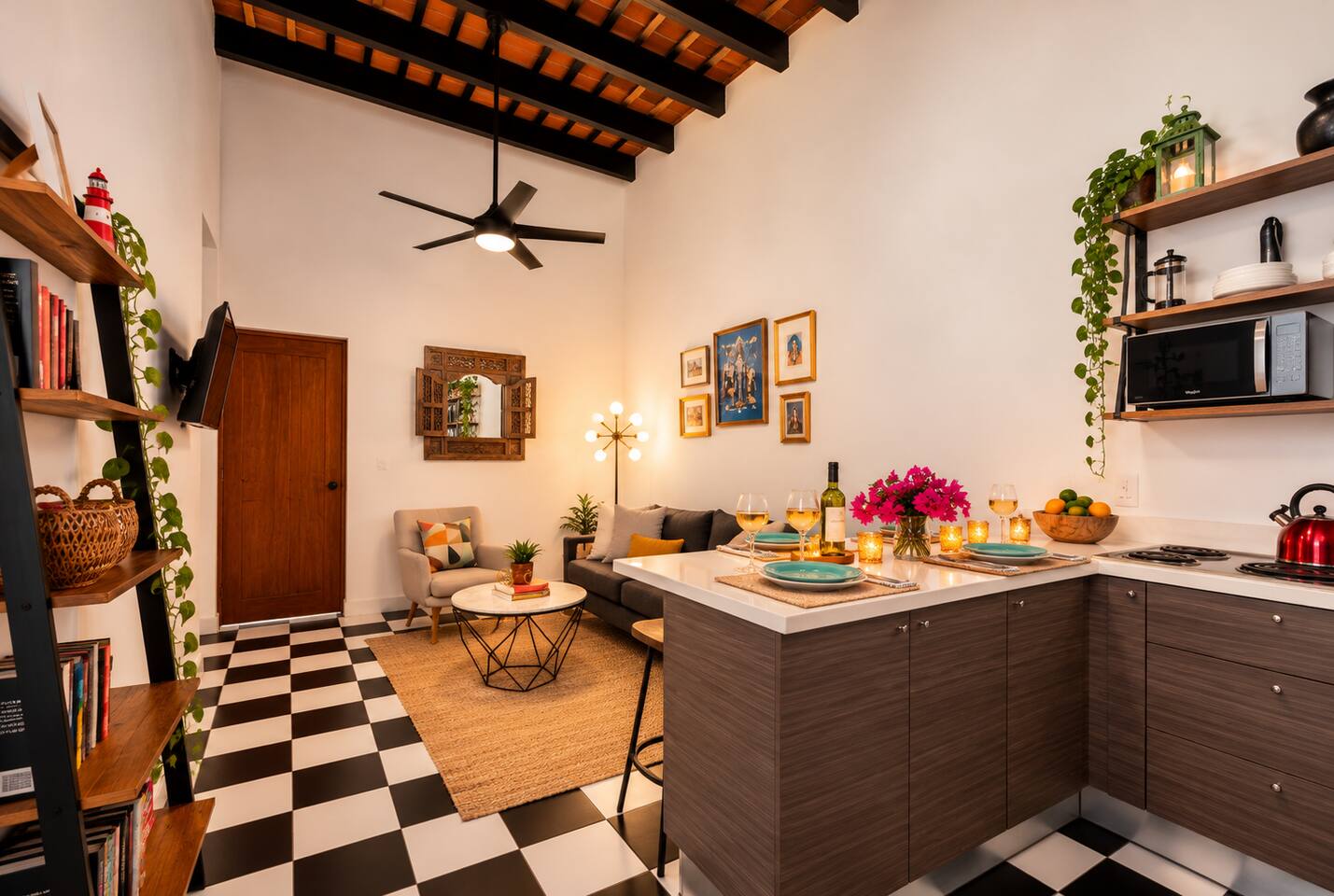The best memories happen together! Our open-concept living and kitchen area makes it easy to gather, share a glass of wine, prepare a meal, or unwind after exploring Old San Juan. A welcoming space designed for connection, conversation, & good times.