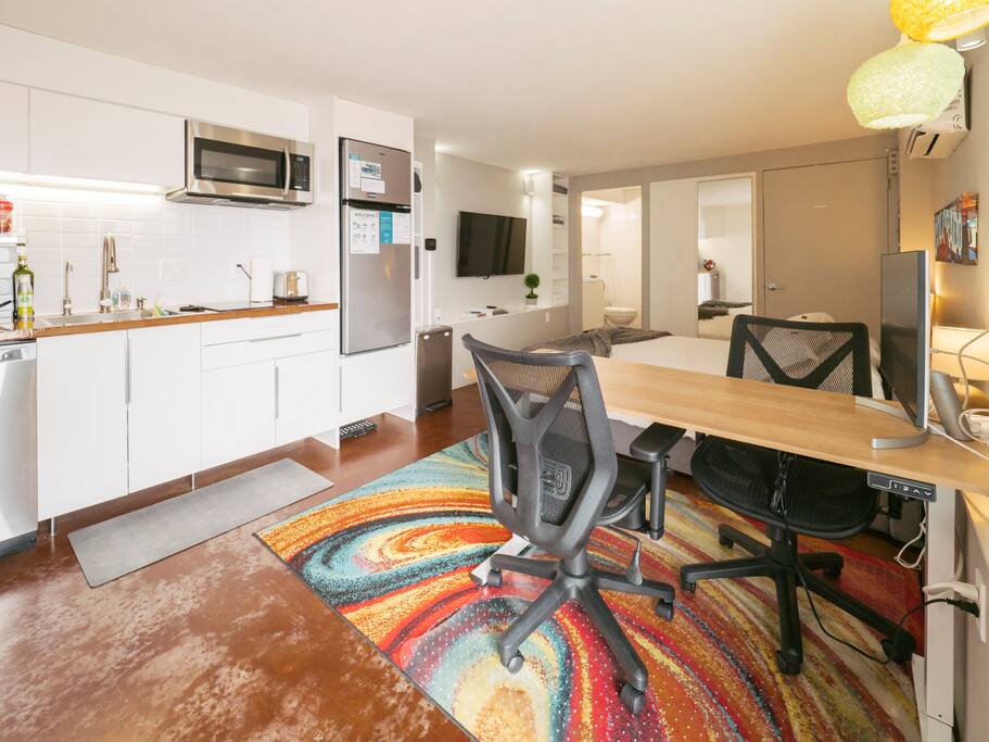 Minimalist Studio for nonsmokers. EV charger