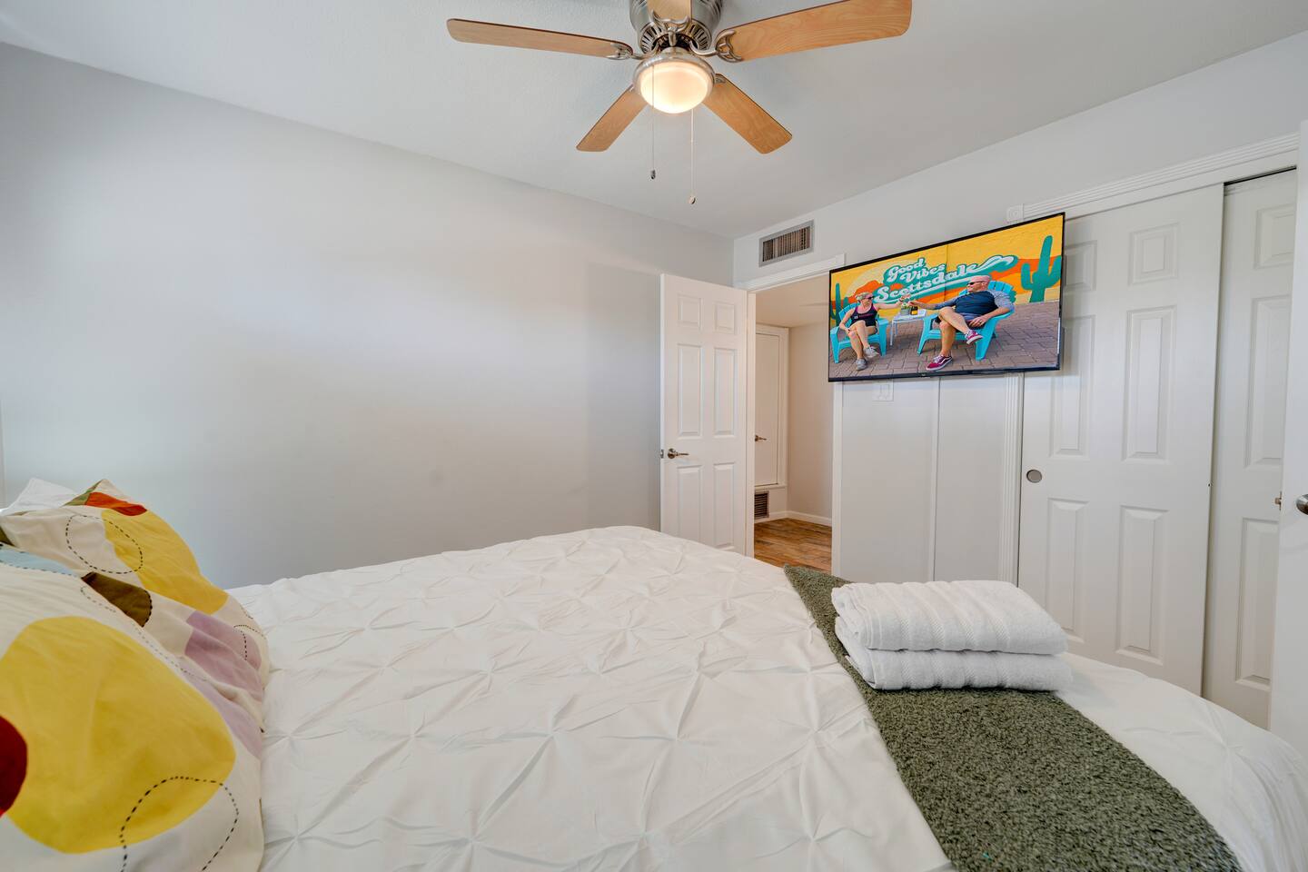 55 inch smart TVs in all of the sleeping spaces.