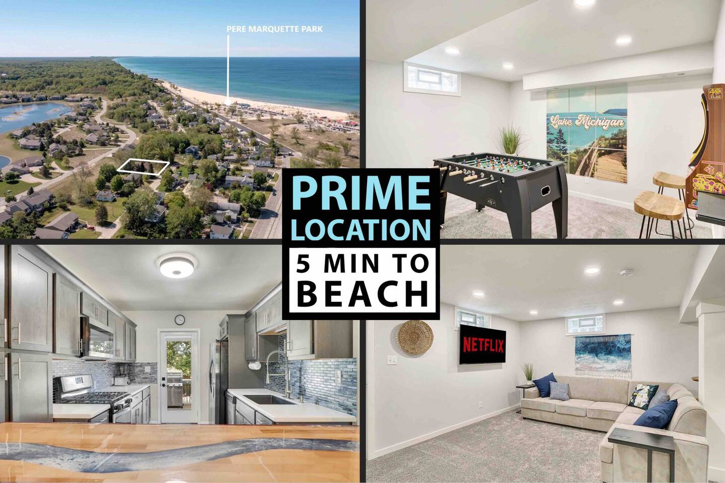 Muskegon, MI ★ 5-Min Walk to Beach + Fast Wi-Fi + Arcade Games ★