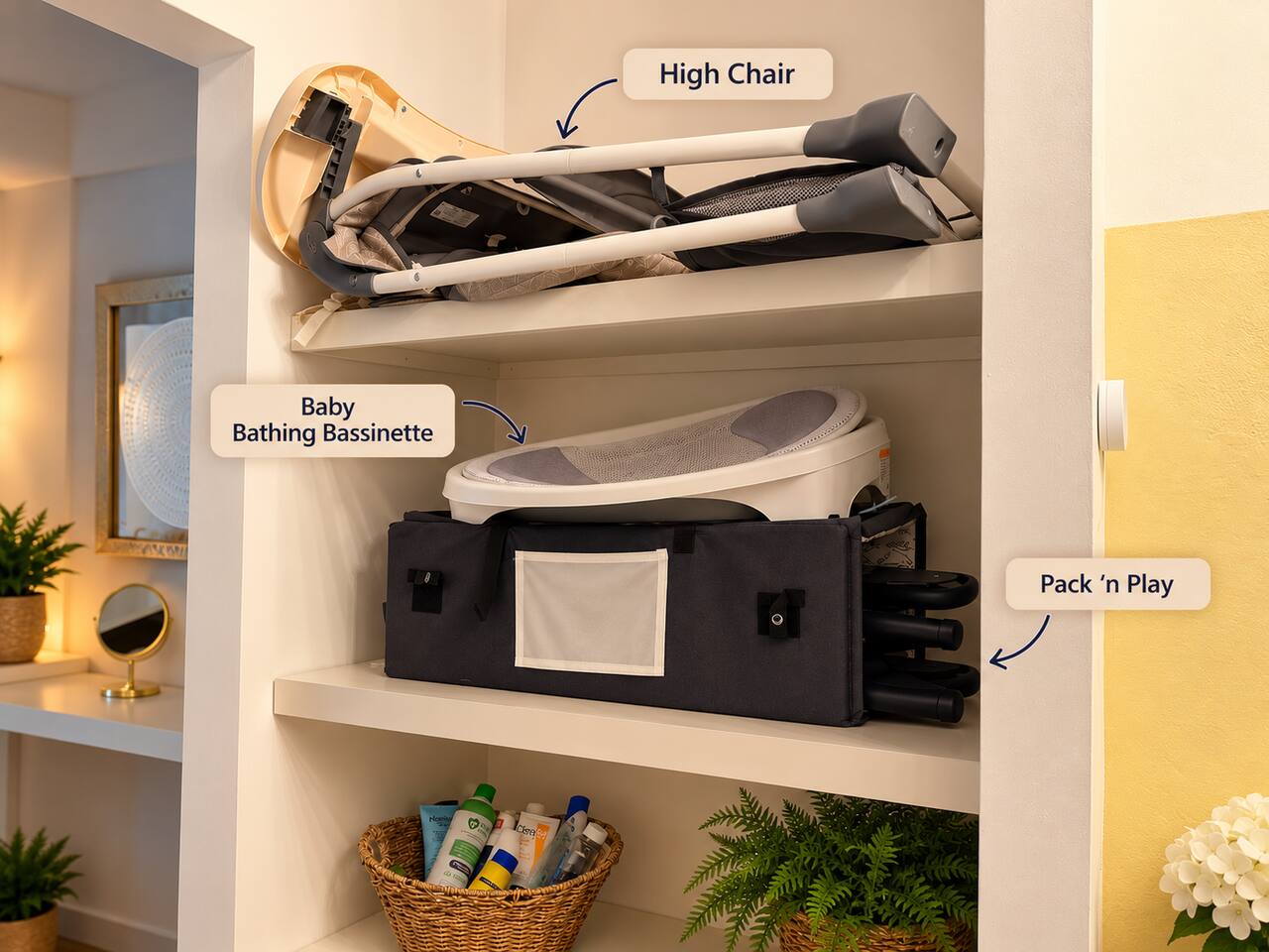 Family-friendly touches make traveling with little ones easier! We provide a high chair, Pack ’n Play, and baby bathing basin, all conveniently stored in the primary bedroom’s spacious dressing area. More room in your luggage for vacation essentials!