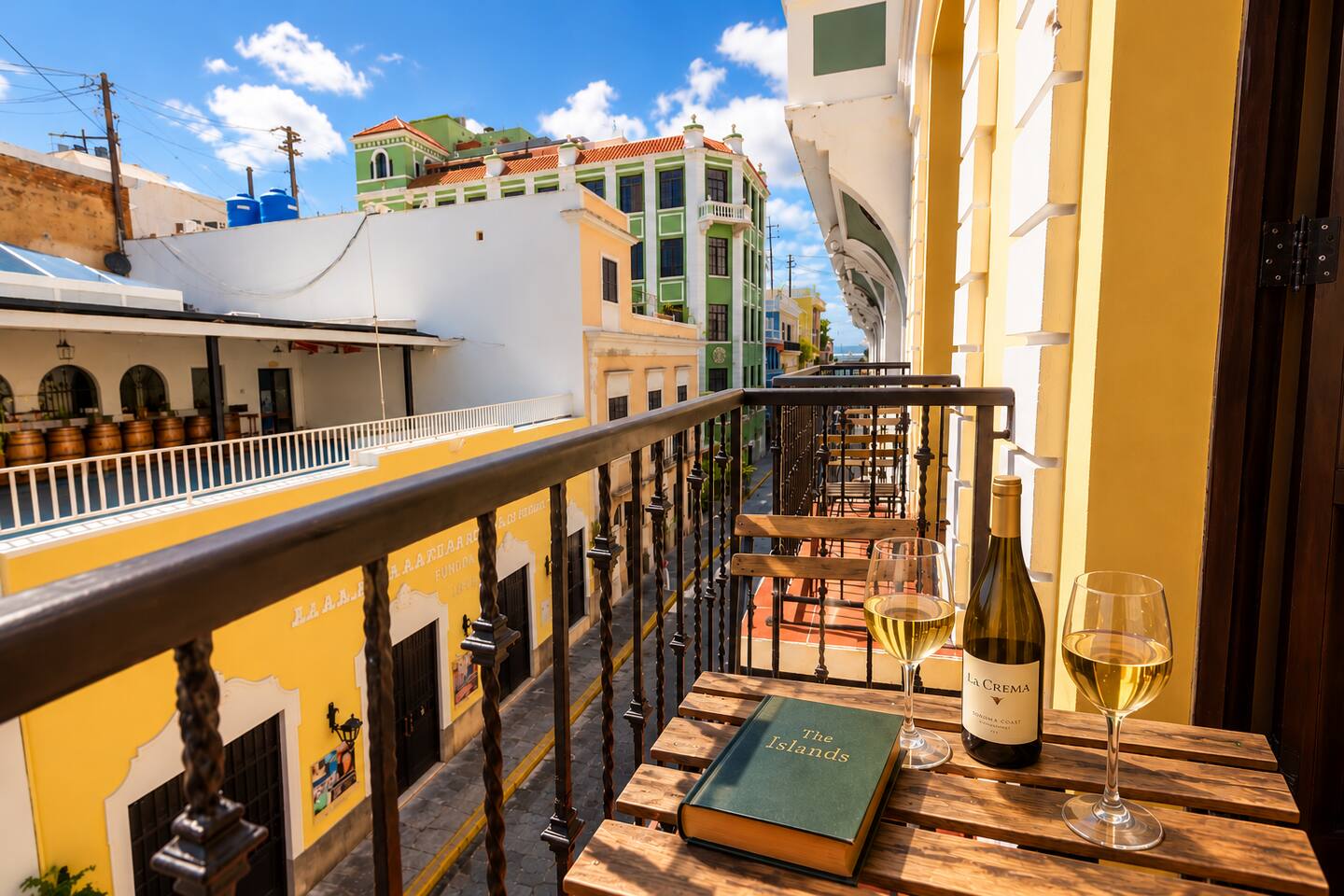 Step onto your private balcony and soak in the colorful charm of Old San Juan! Sip your morning coffee or enjoy a glass of wine while overlooking historic architecture, lively streets, and the vibrant atmosphere of this enchanting neighborhood.