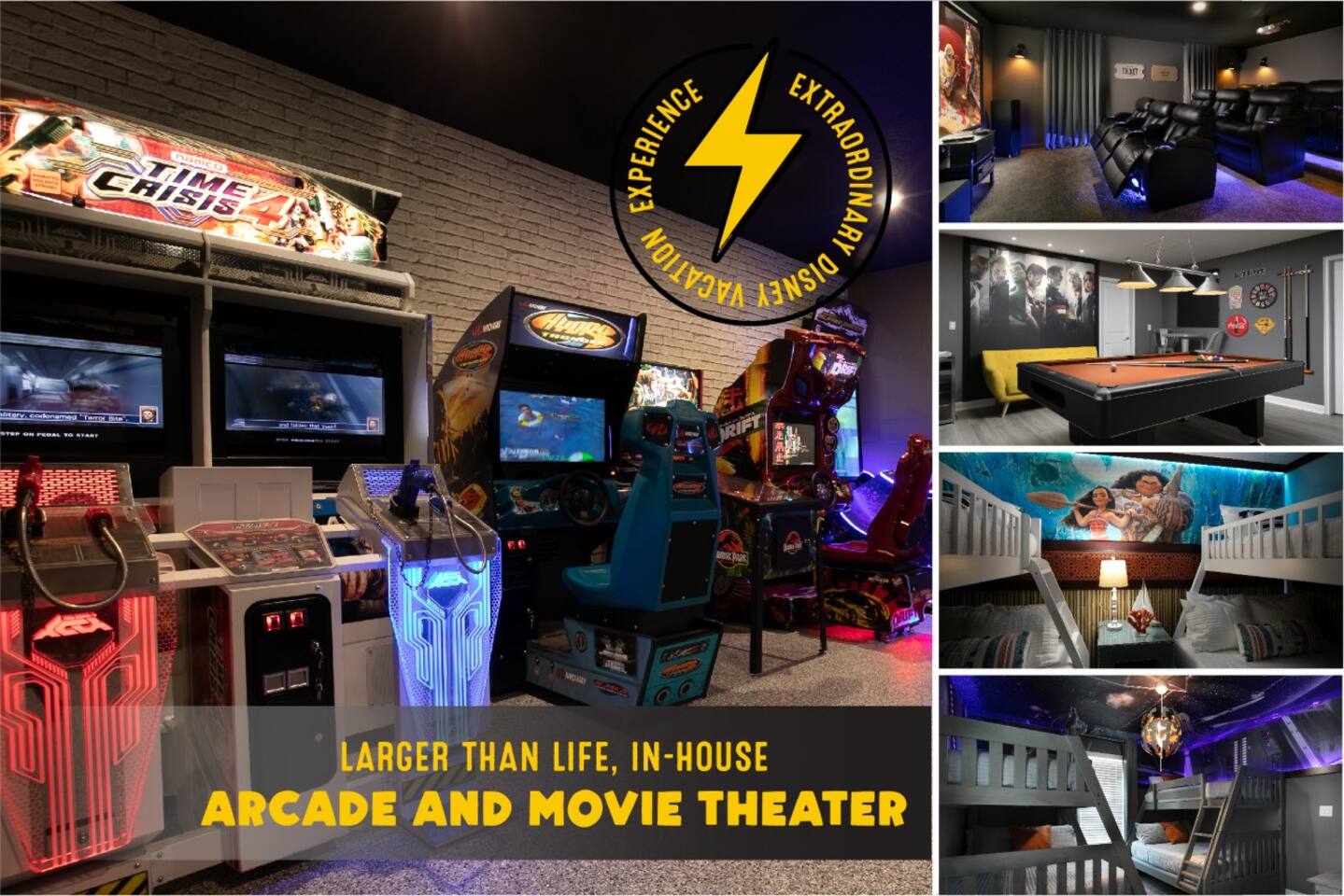 Arcade-Theater-Pool-8br Rare Luxury Experience!