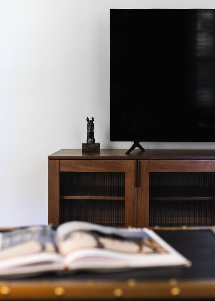 Living room with a 55-inch smart TV